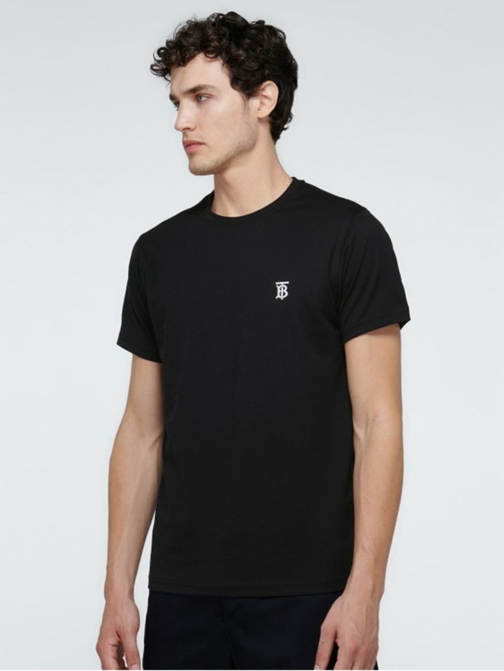 Burberry Men’s Parker Cotton Tee in Black / White - L